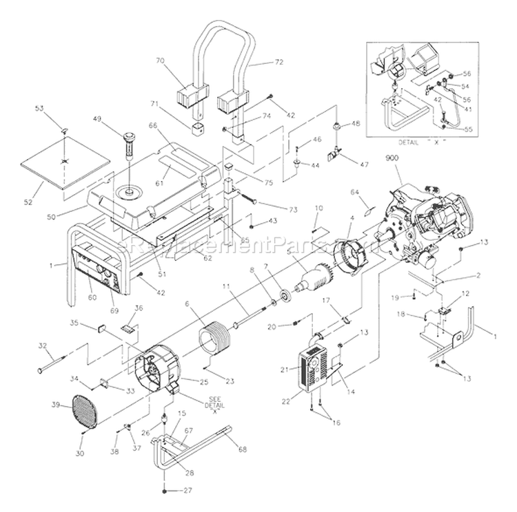 Page D Diagram and Parts List for 1189-0  Briggs and Stratton Generator